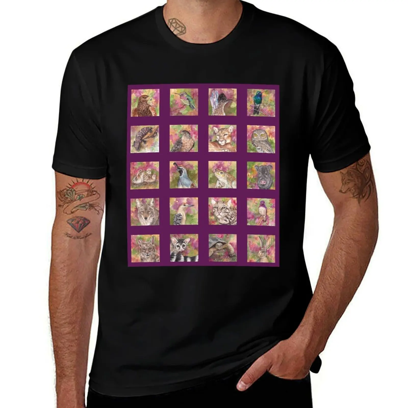 

Sonoran Desert Life, Desert Animals Medley, Purple T-Shirt t shirt custom print man t shirts graphic T-shirt