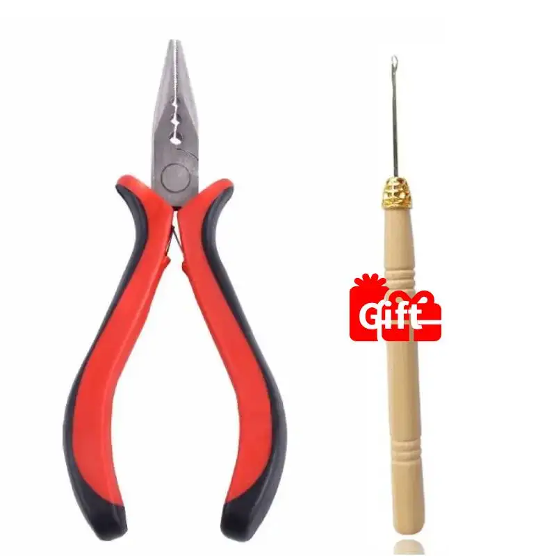 

Essential Hair Extension Plier Kit with Free Pulling Needle, Curved Jaw Pliers for Micro Link & Loop Hair Extensions