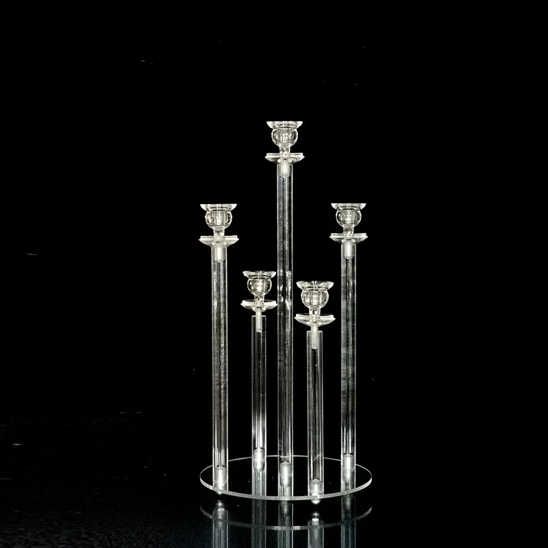 Clear Acrylic Candlesticks, 5 Arms Candelabra, Centerpieces for Wedding Party, Table Centerpiece, Decorative Candle Holder, 1Pc