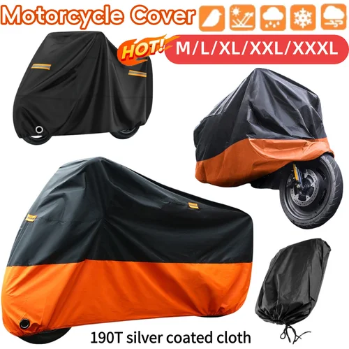 Cubierta roja/negra para motocicleta, cubierta antipolvo, cubierta para lluvia, Protector UV impermeable, cubierta para motocicleta y Scooter 190T a prueba de polvo para todas las estaciones