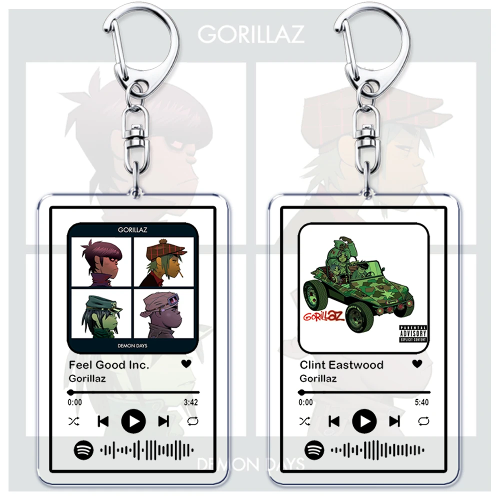 Popular Band Keychains for Women Accessories Bag Feel Good Inc Clint Eastwood Music Song Code Keying Jewelry Fans Friends Gifts