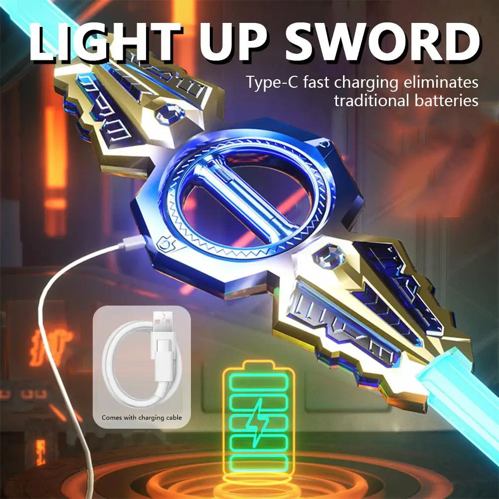 

Spinning Double-Edged Lightsaber Toy, Retractable Glowing Sword with LED & Sound, Safe Battle Sword for Kids, Boys Birthday Gift