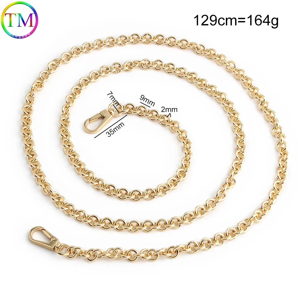 1-10PCS 129CM Zinc Alloy Bag Chains Strap Gold Metal Chain For Women Bag Crossbody Shoulder Belt Handle Wrap Chain Accessories