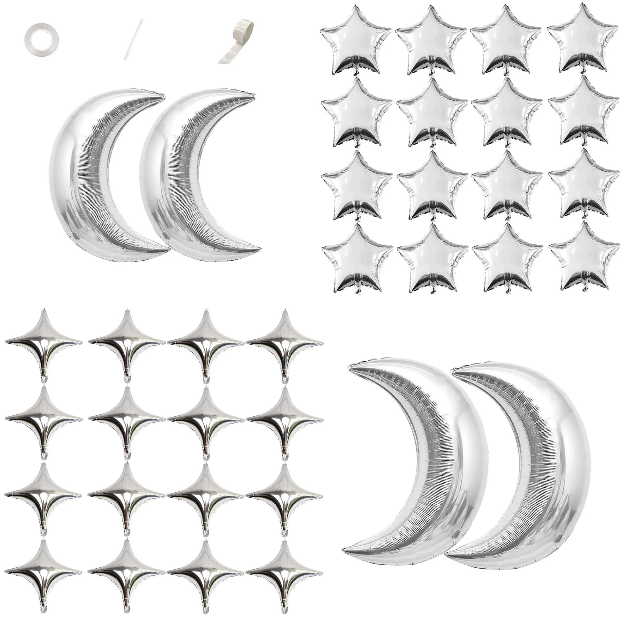 

Набор из 36 серебряных фольгированных шаров в форме луны и звезды, 36 дюймов - украшения для Рождества, годовщины, помолвки, свадьбы, дня рождения