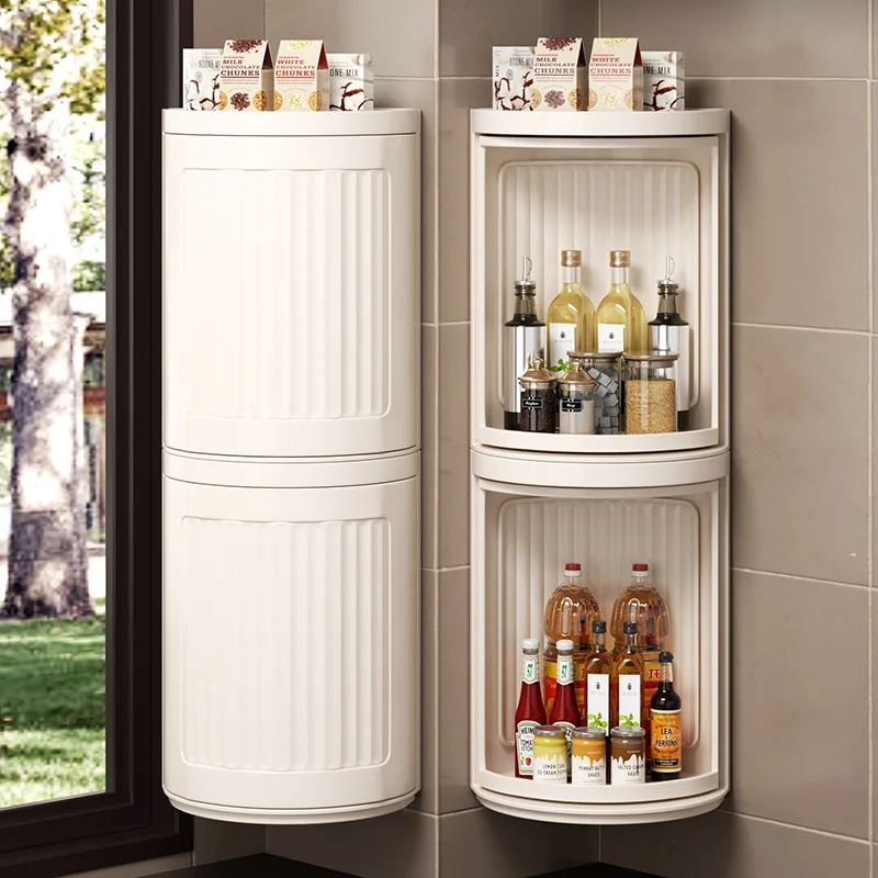 Kitchen special rotatable shelf corner 360-degree seasoning seasoning seasoning condiment wall hanging without punching