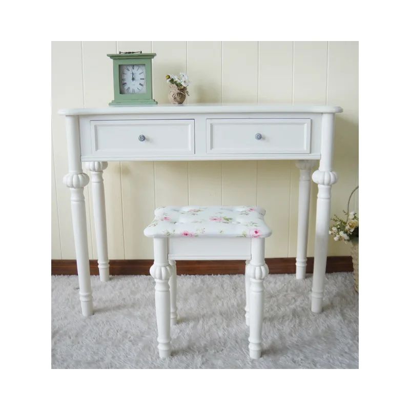 

Cream wind white solid wood computer desk pastoral desk small apartment study table side table