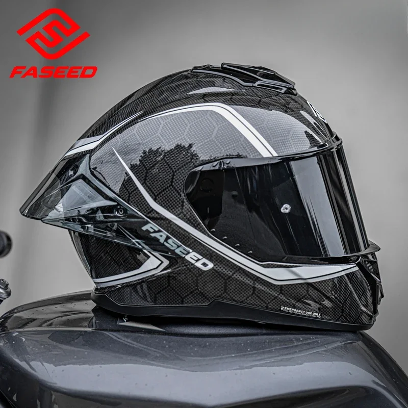 Unisex Lightweight Carbon Fiber Double Lens Helmet Moto Off-road Street Helmets Racing Helmet DOT ECE Approved Cascos Para Moto