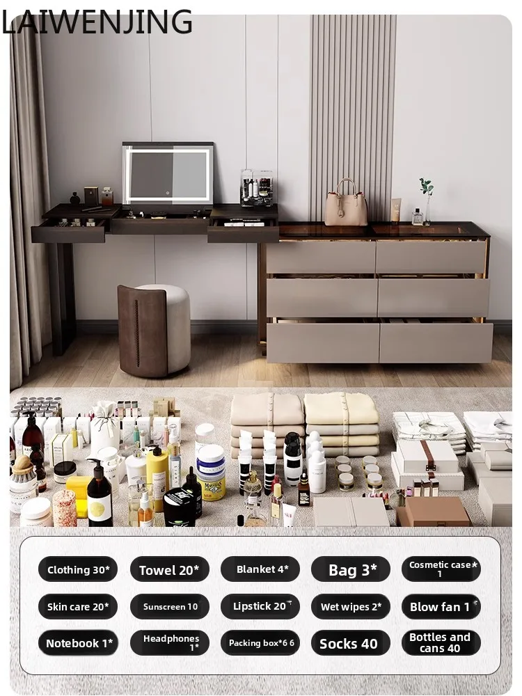 MJY Italian dresser, chest, integrated corner storage cabinet, end of bed flip cover makeup table