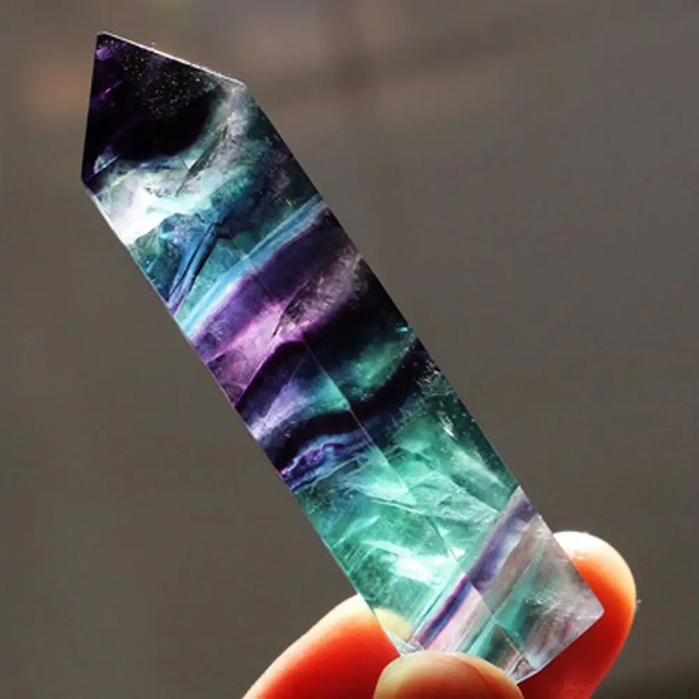 50-60mm Home Collectables Colorful Stone Crystal Wand Natural Fluorite Gemstone Point Healing