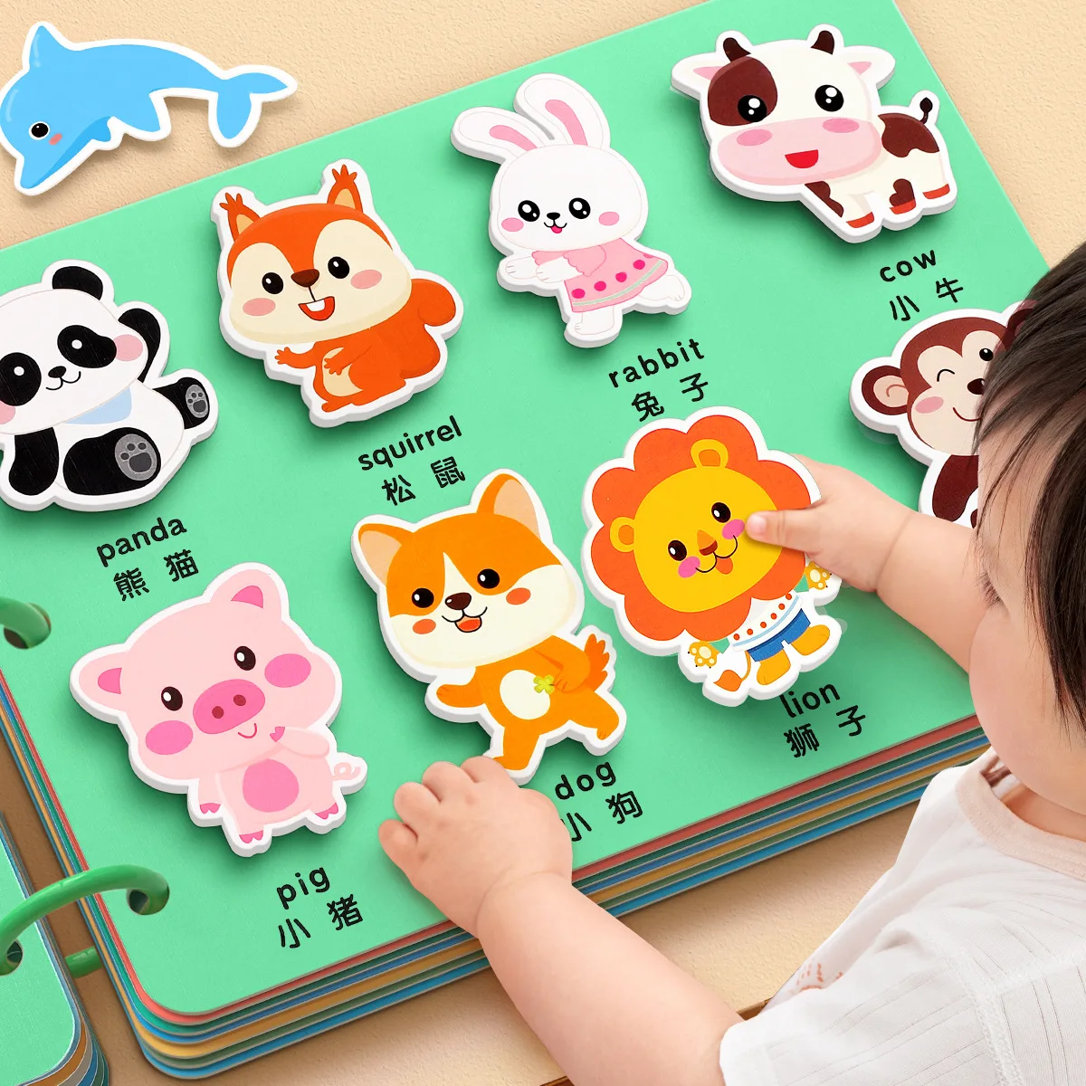 Baby Busy Book - Montessori Felt Activity Board, Educational Velcro Sticker & Tearing Toy for Toddlers Early Learning