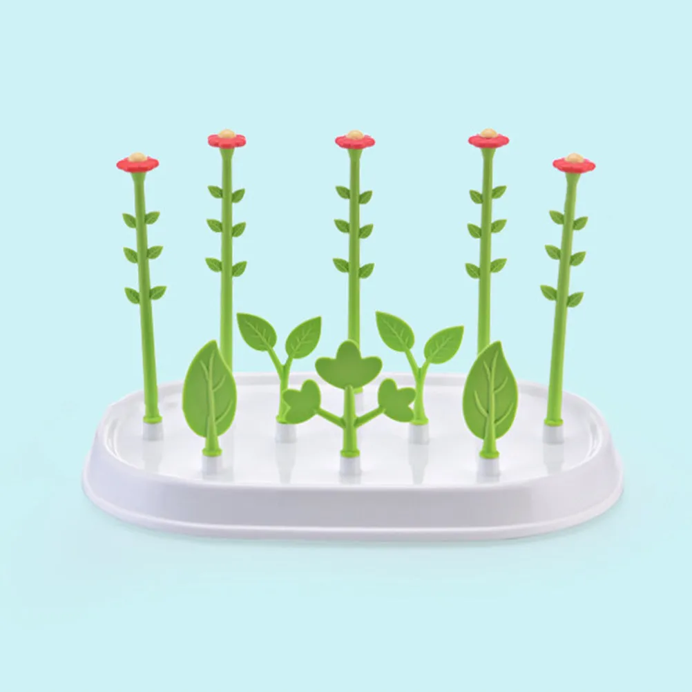 flower-shape-baby-bottle-drying-rack-with-detachable-pegs-adjustable-for-cups-bottles-feeding-organizer-anti-slip-base-pp