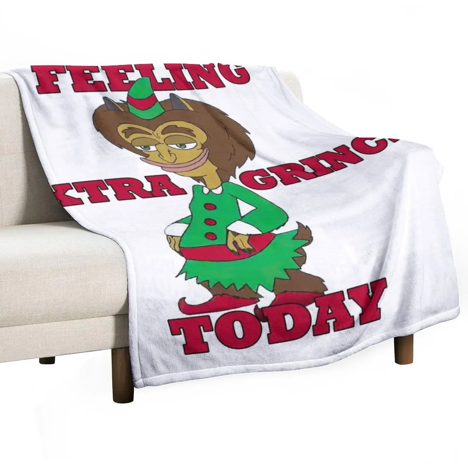 BIG MOUTH Feeling Extra Grinchy Today Maury Hormon Monster Red Throw Blanket Sleeping Bag bed plaid Blankets