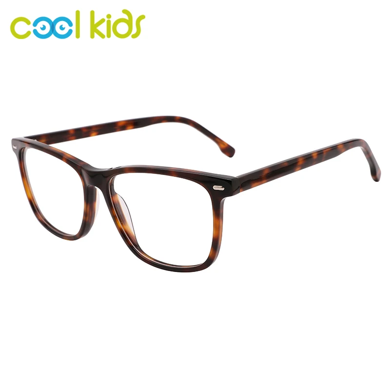 

COOLKIDS Unisex Eyewear Acetate Rectangle Shape Frames Optical Tortoise&Crystal Color Design Eyeglasses in 4 Colors WD1412