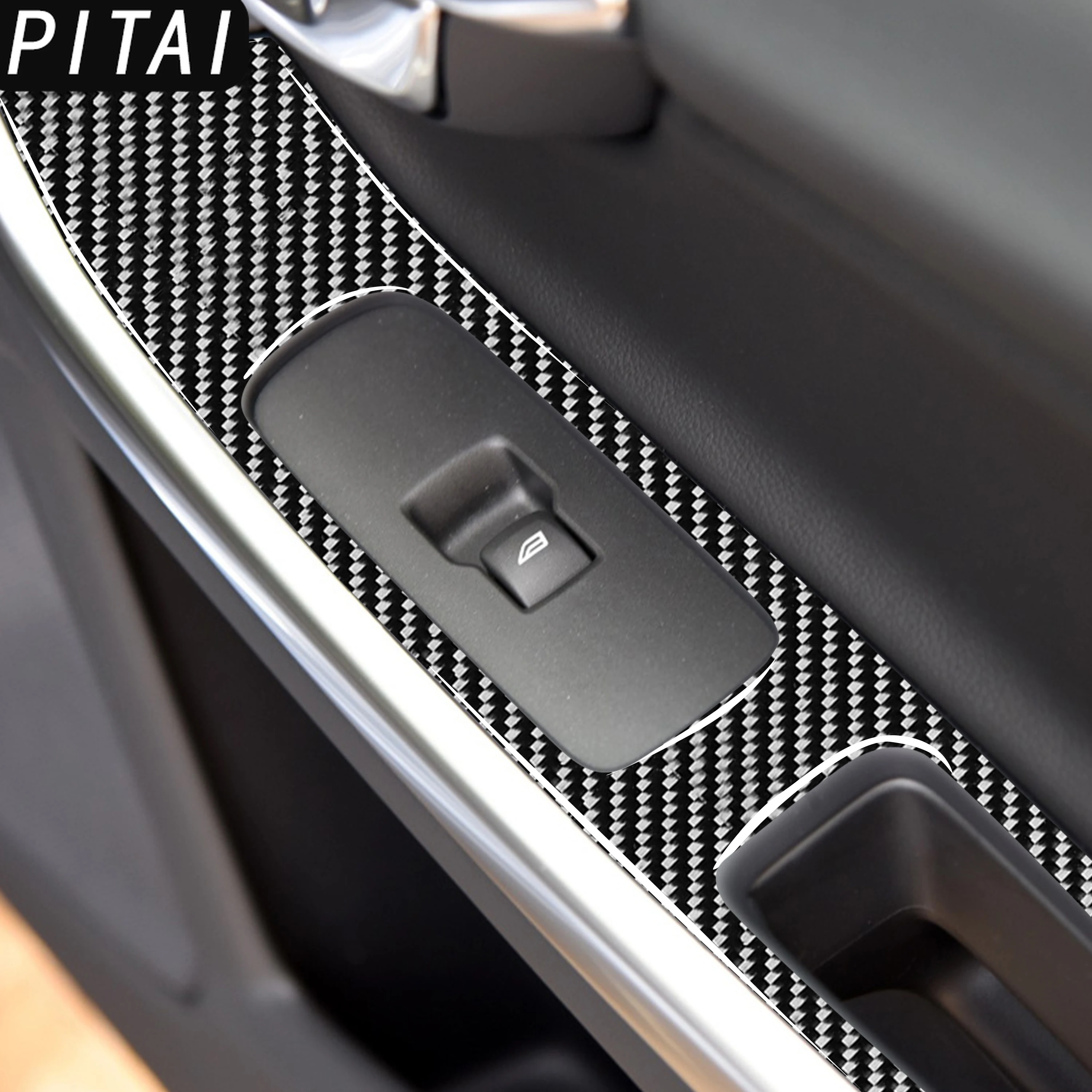 For Volvo S60 V60 XC60 2010-2018 Real Carbon Fiber Door Armrest Switch Panel Trim Strips Car Interior Decorative Sticker