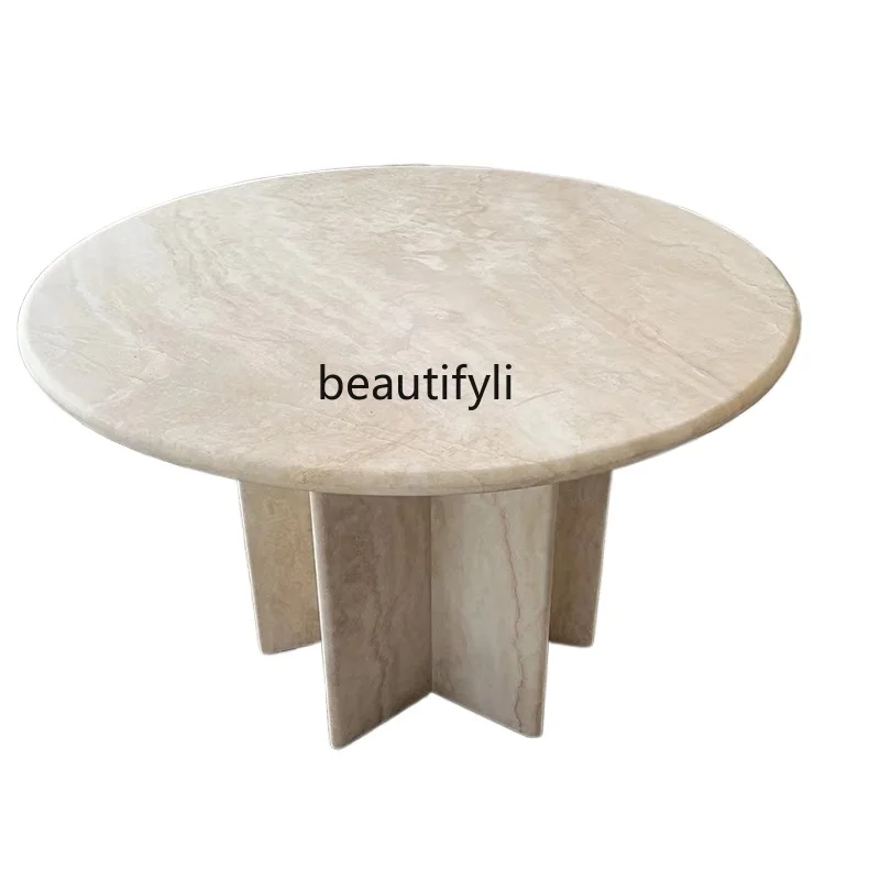 

Nordic Natural Marble Cave Stone Dining Table round Silent Style Creative and Slightly Luxury Home Living Room round Table