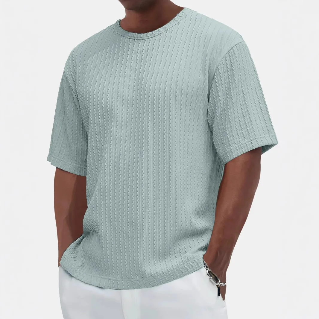 Casual round Neck Short Sleeve Men's T-shirt Texture Feeling Fashionable Versatile Loose Fit Basic Style Spring Summer Top