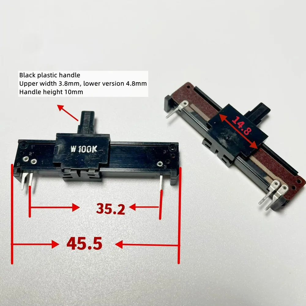 Original new 100% 46MM W100K single simultaneous linear sliding potentiometer sliding pusher (SWITCH)