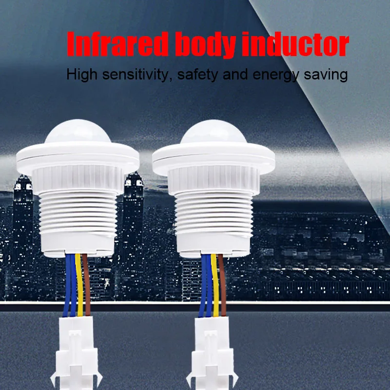 2PCS PIR Motion Sensor Detector Smart Switch Home Indoor Outdoor Infrared Light 110V 220V Time Delay Mode Adjust Lighting Switch