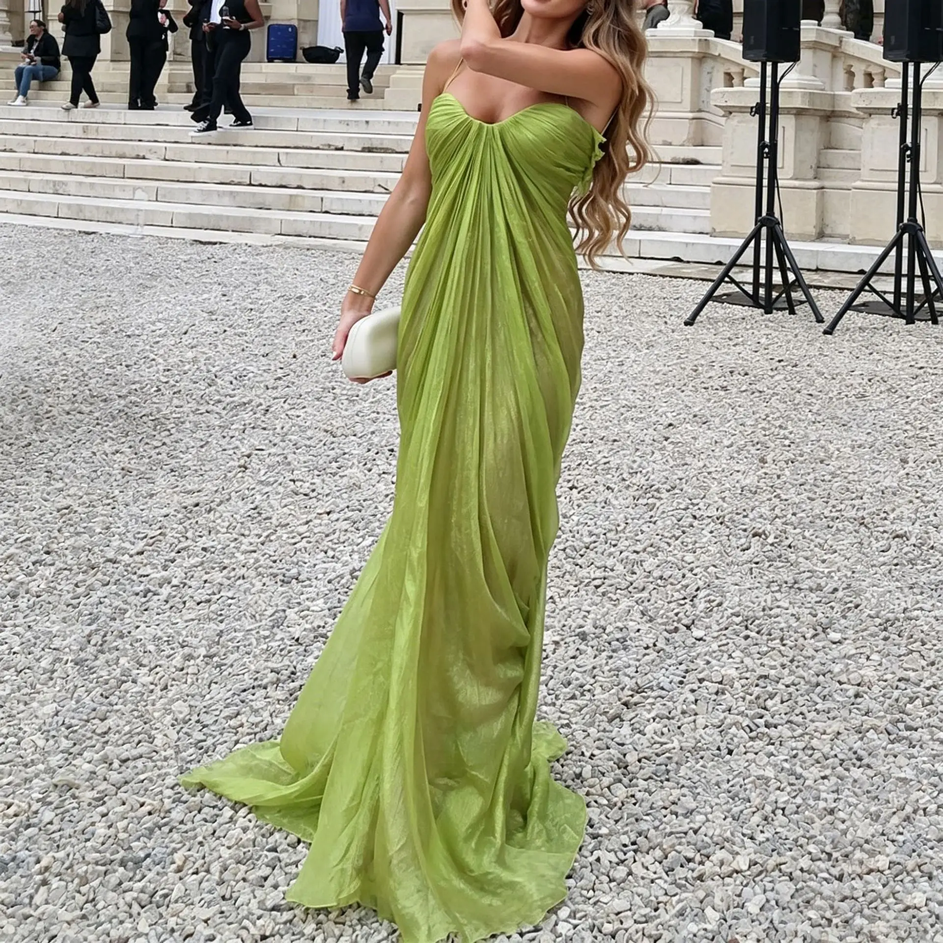 Women's Erotogenic Backless Halter-neck Ruffled Tube Top Maxi Clothes With A Voluminous Skirt Perfect. For A Vacation Look, Styl