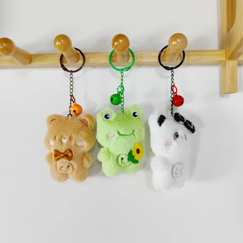 

Cute Cartoon Plush Doll Toy Plushies Rabbit Frog Panda Duck Bear Keychain Stuffed Animal Pendant Bags Decoration Ключевая Пряжка