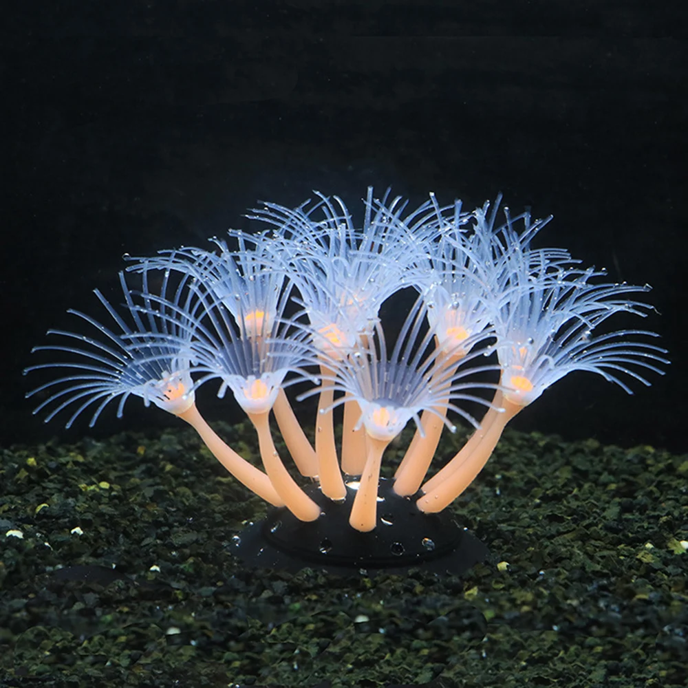 1Pc Silicone Glowing Artificial Coral Fish Tank Decorations Glow In The Dark Fake Coral Ornament Aquarium Underwater Decor Plant