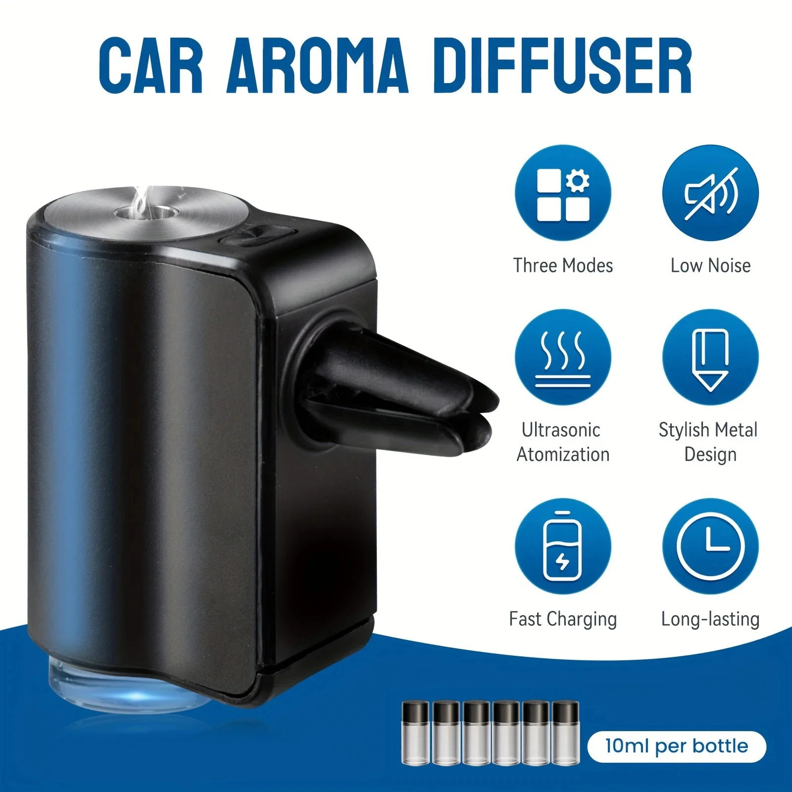 

1Pc Stylish Intelligent Car Aromatherapy Diffuser Automatic 3 Gears 8 Refill Oils Air Vent Cup Holder Auto Accessories