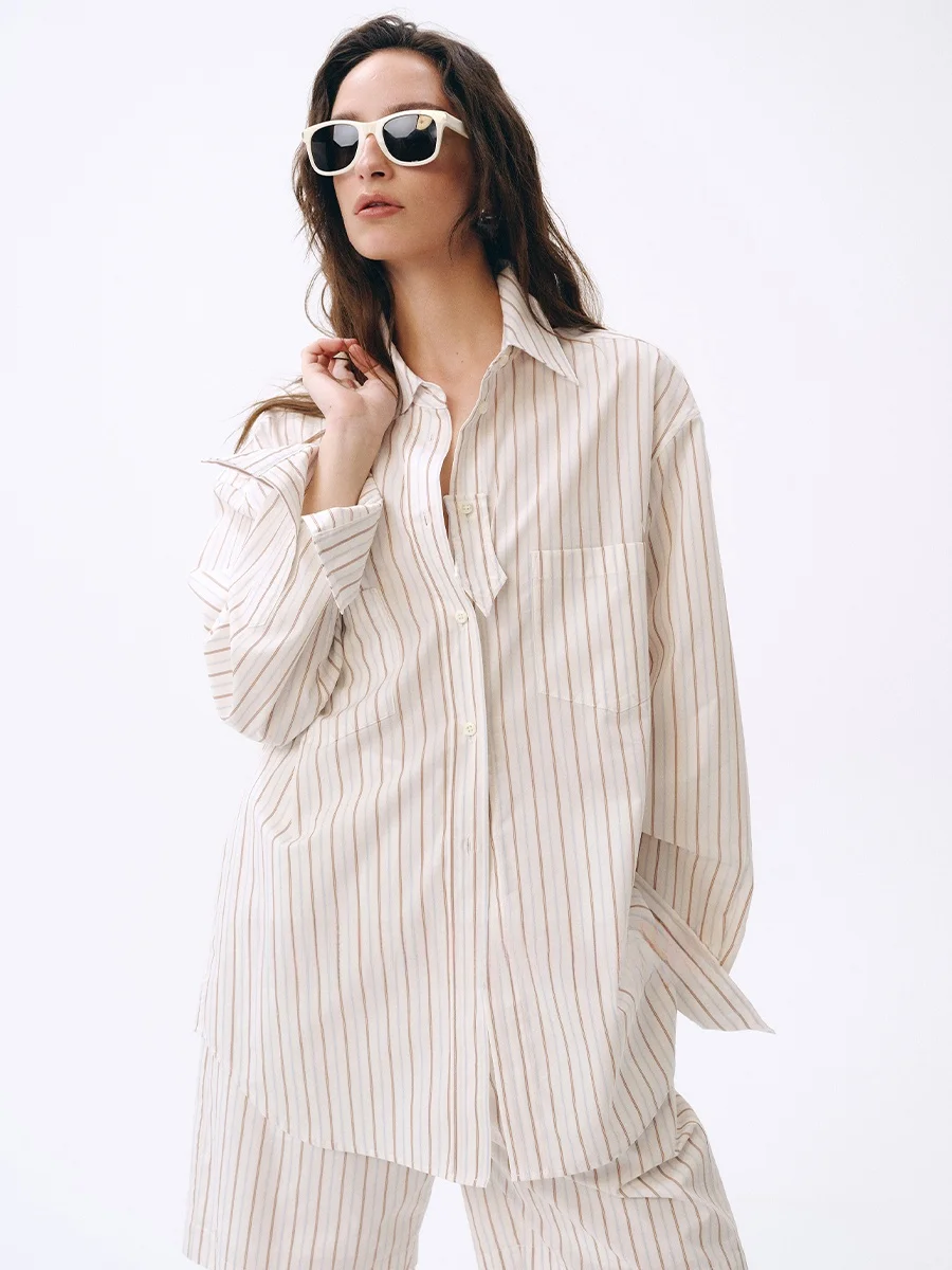 

Yasako Skin-friendly Silk Fashion Light Shirt Clockwise Design Multi-wear Comfortable Women's Shirt French Style Long Sleeve