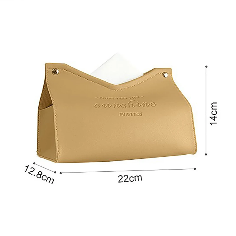 Solid Color Minimalist Leather Tissue Case Napkin Holder Storage Container Car Tissue Box Home Living Room Decoration