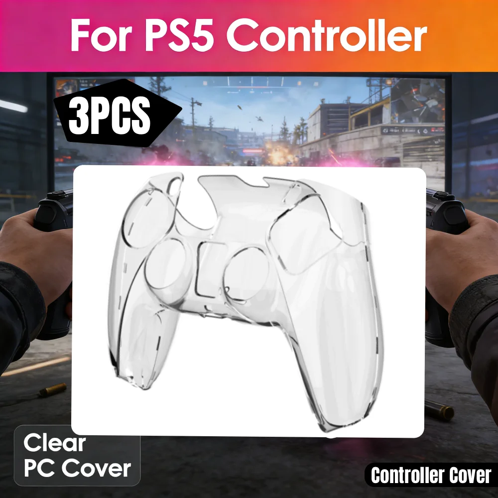 

3 шт. ультратонкий прозрачный защитный чехол для ПК, прозрачный чехол для контроллера PS5, легкий, без управления, аксессуары для контроллера