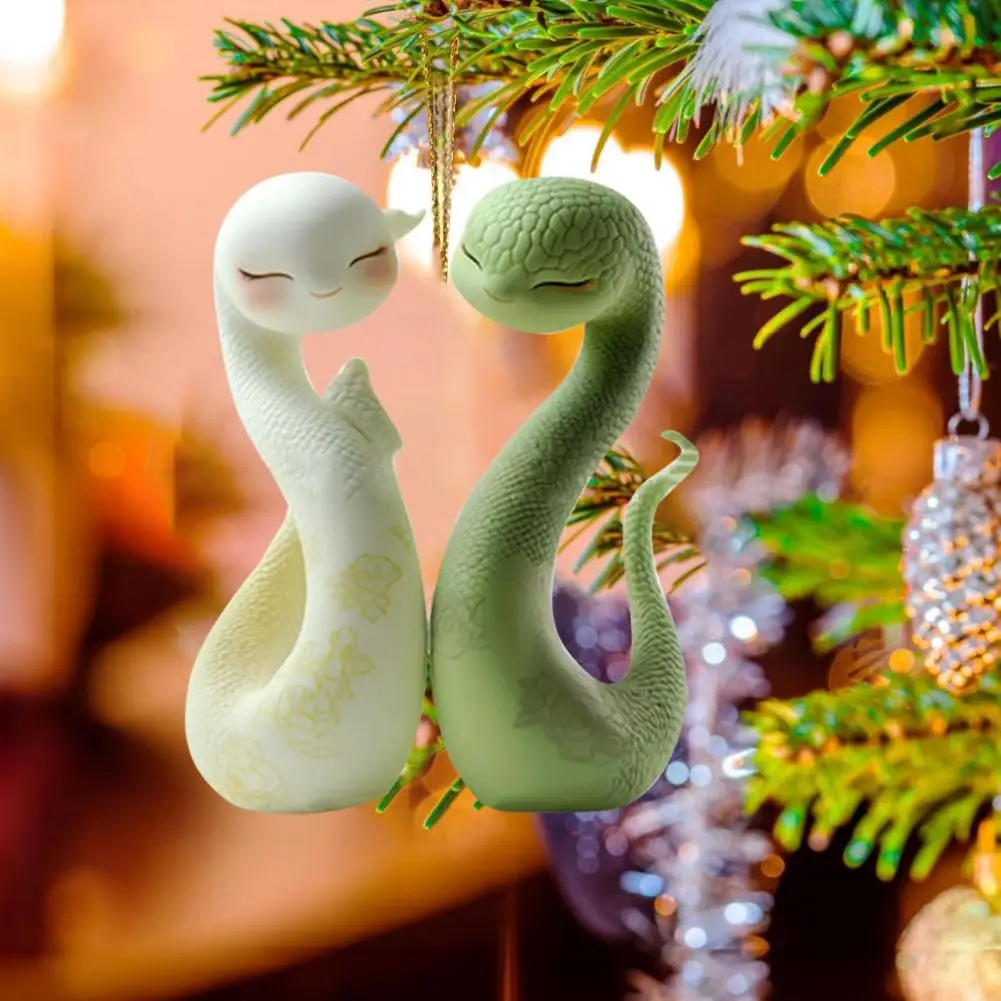 Cartoon Snake Pendant Acrylic 2D Flat Hanging Ornament White Snake Green Snake Pendant for Home Tree Car Interior Decoration