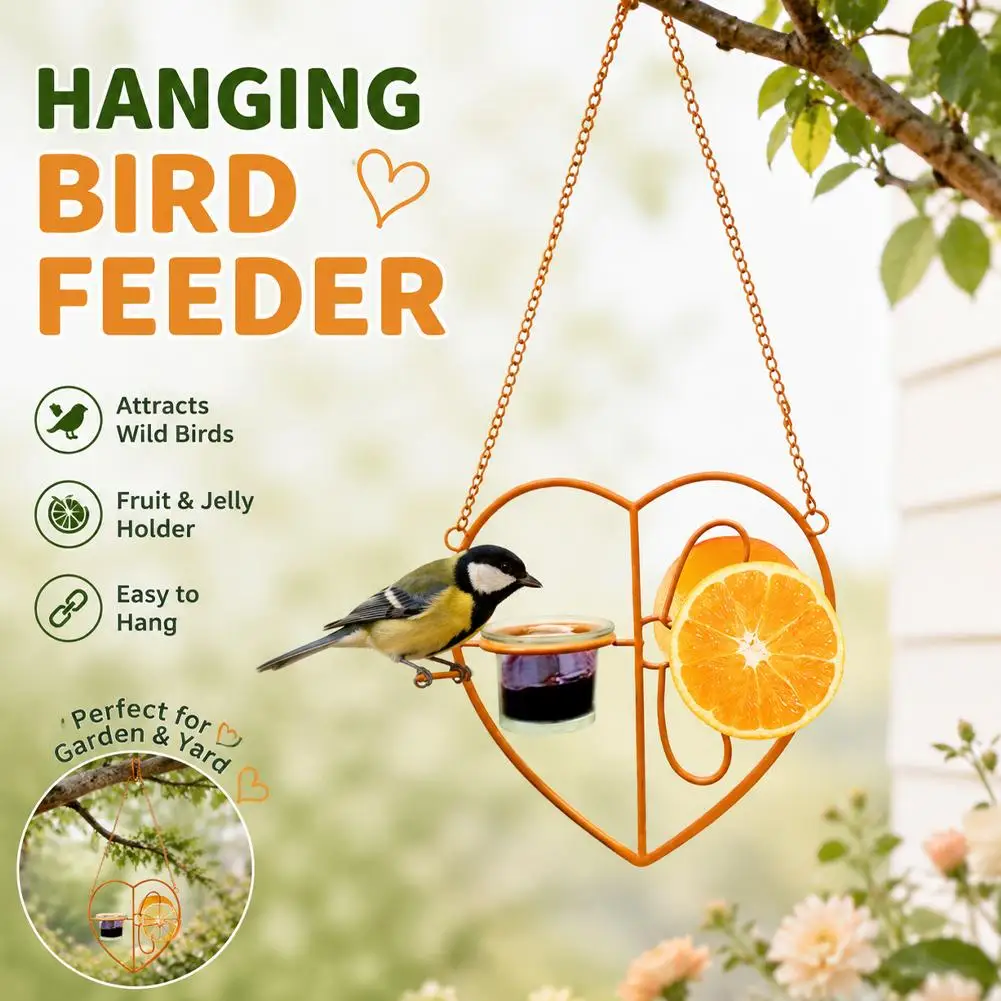 Mangeoire à oiseaux en forme de gelée, support orange, design suspendu, inspirée des mangeoires à colibris, pour jardin