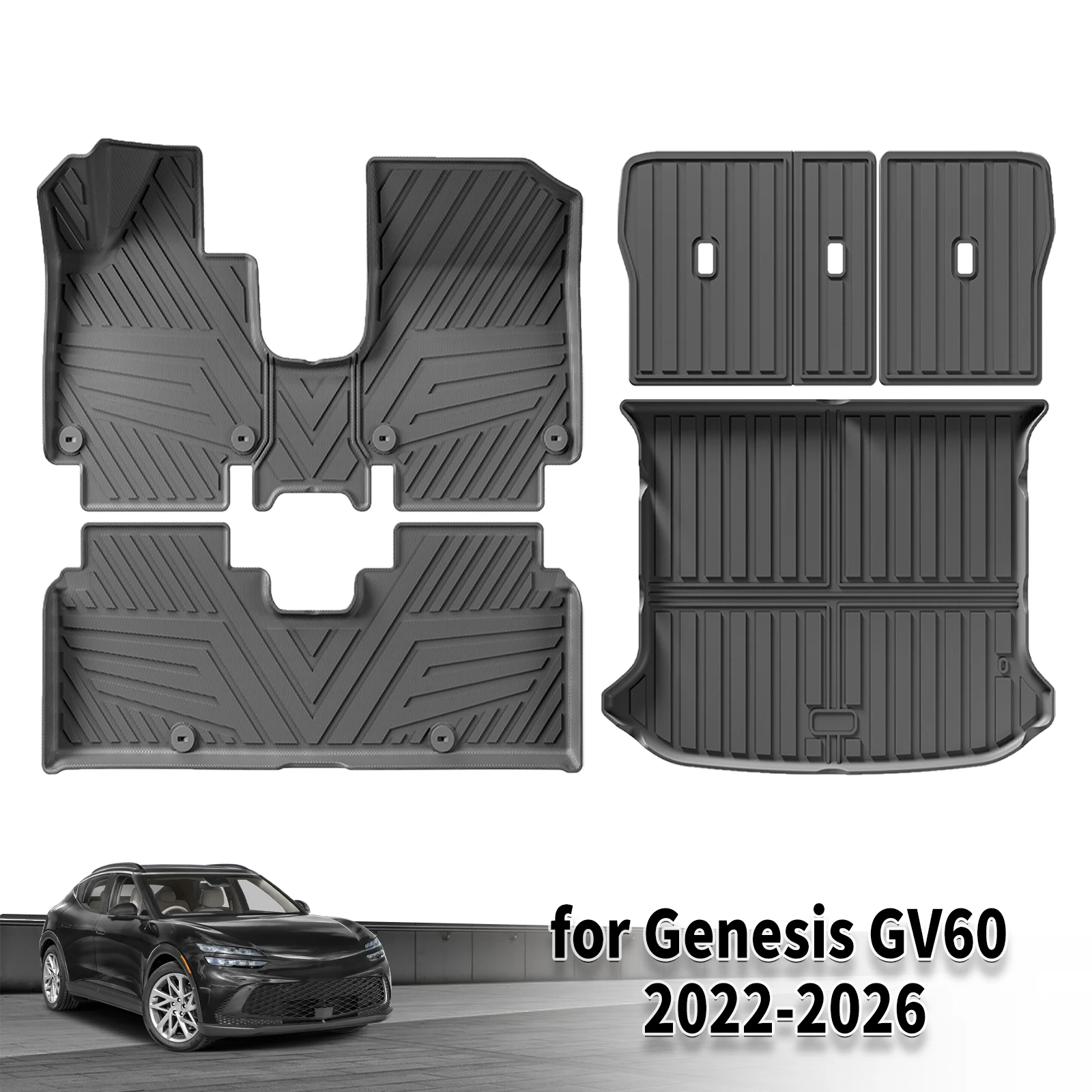 for Genesis GV60 2022-2025 2026 LHD Waterproof TPE Car Floor Mats 3D Laser Scanning Perfect Fit Odorless Accessories Easy Clean