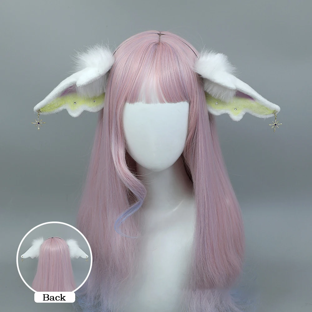 Kawaii animal da pele do falso asas de anjo orelhas bandana cosplay realista fofo argola de cabelo lolita anime masquerade acessórios para o cabelo