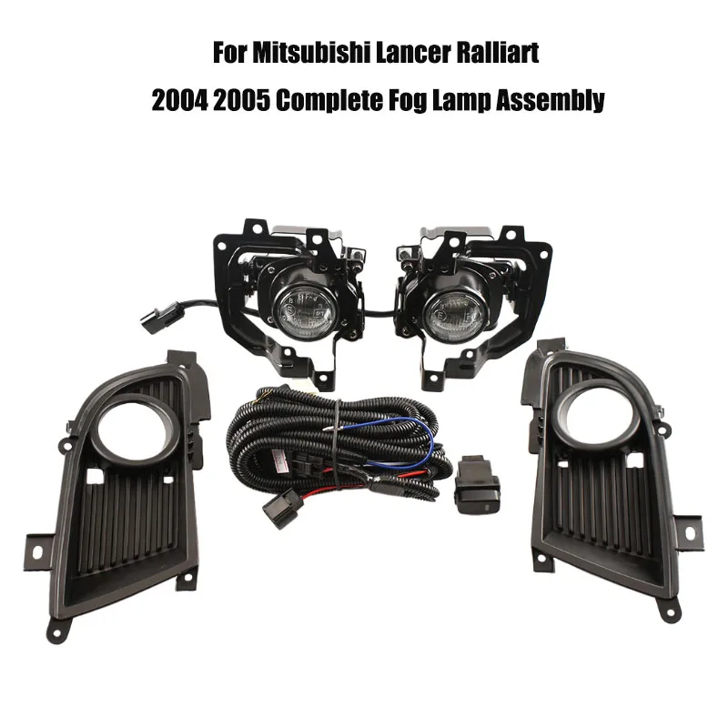 Fog Light Kit For Mitsubishi Lancer Ralliart 2004 2005 Complete Fog Lamp Assembly With Grille Wiring Harness Control Switch H3