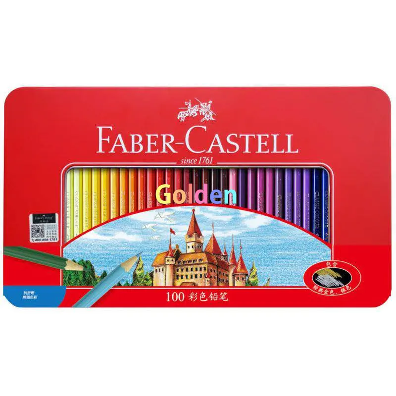 Faber Castell Oily Classic Colored Pencils Tin Set 100 Vibrant Color Art Drawing for Kid Adult Coloring Book Sketching Painting