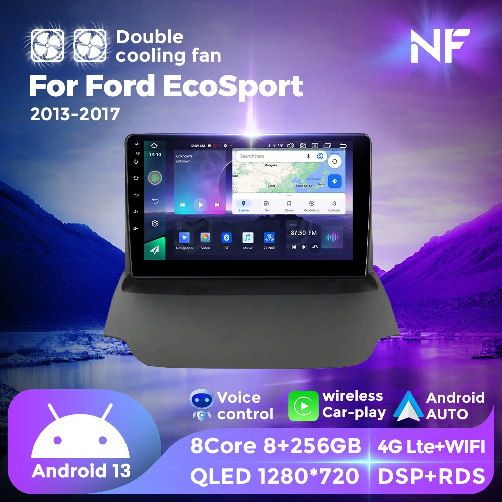 

NF двойной вентилятор охлаждения Авторадио головное устройство для Ford EcoSport Eco Sport 2013 - 2017 автомобильное радио мультимедийный плеер GPS карта для Carplay