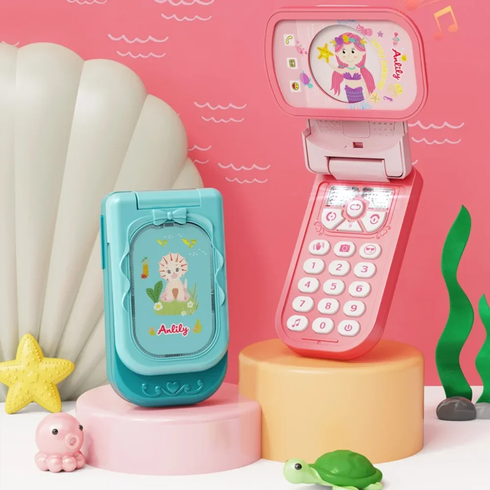 Telemóveis para crianças Simulação Flip Covers, Música Educação Infantil Brinquedos para Meninos e Meninas, 1Pc