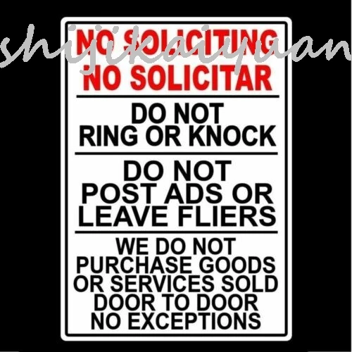 1 pack No Soliciting No Solicitar Do Not Ring Knock No Sales People Metal Sign MS036