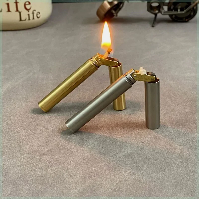 New Creative Unusual Copper Kerosene Lighter Nunchaku Retro Grinding Wheel Lighter Foldable Portable Men's Exquisite Gift