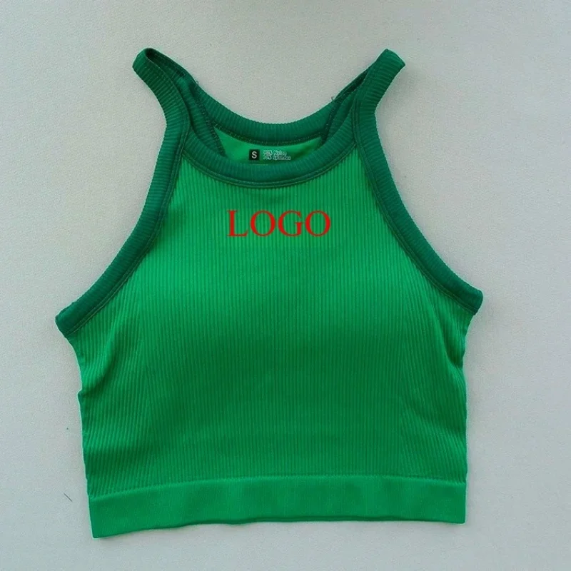 Alphalete  Top Camisole Fitness Seamless Knitted Deep V Vest Threaded Yoga Underwear Seamless Knit Vertical Stripe Tank Top