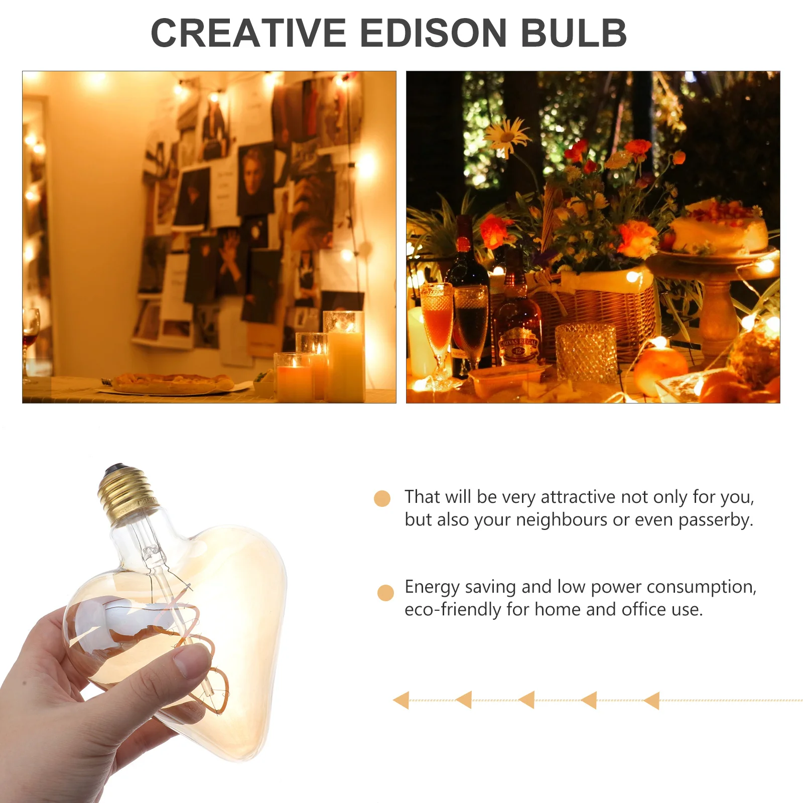 

Decorative Bulbs Rgb Light Bulb E27 Base 360 Degrees Beam Angle LED Bulbs for Bedroom and Patio E27 Edison Bulb