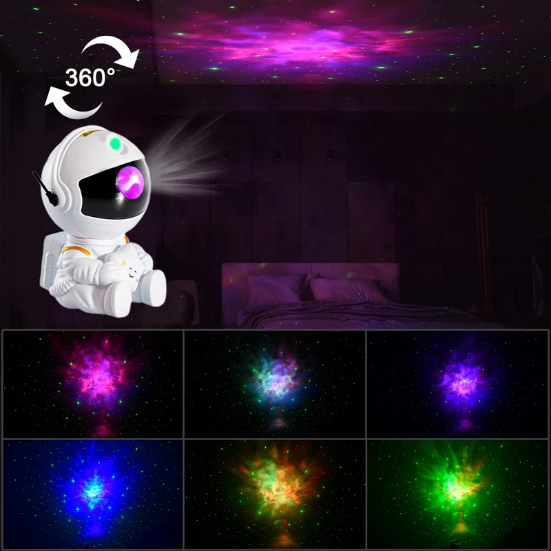 

New LED Star Projector Light Starry Sky Astronaut Porjectors Lamp Bedroom Decor Nightlight Luminaire Kids Birthday Gift