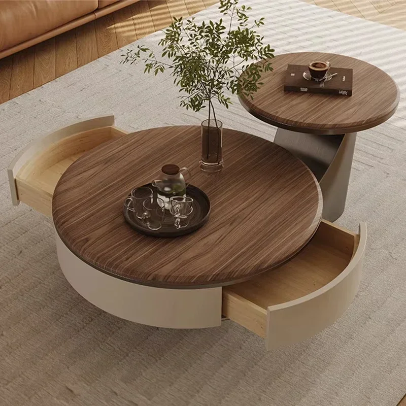 

Classic solid wood coffee table set vintage luxury round coffee table living room furniture modern simple design coffee table