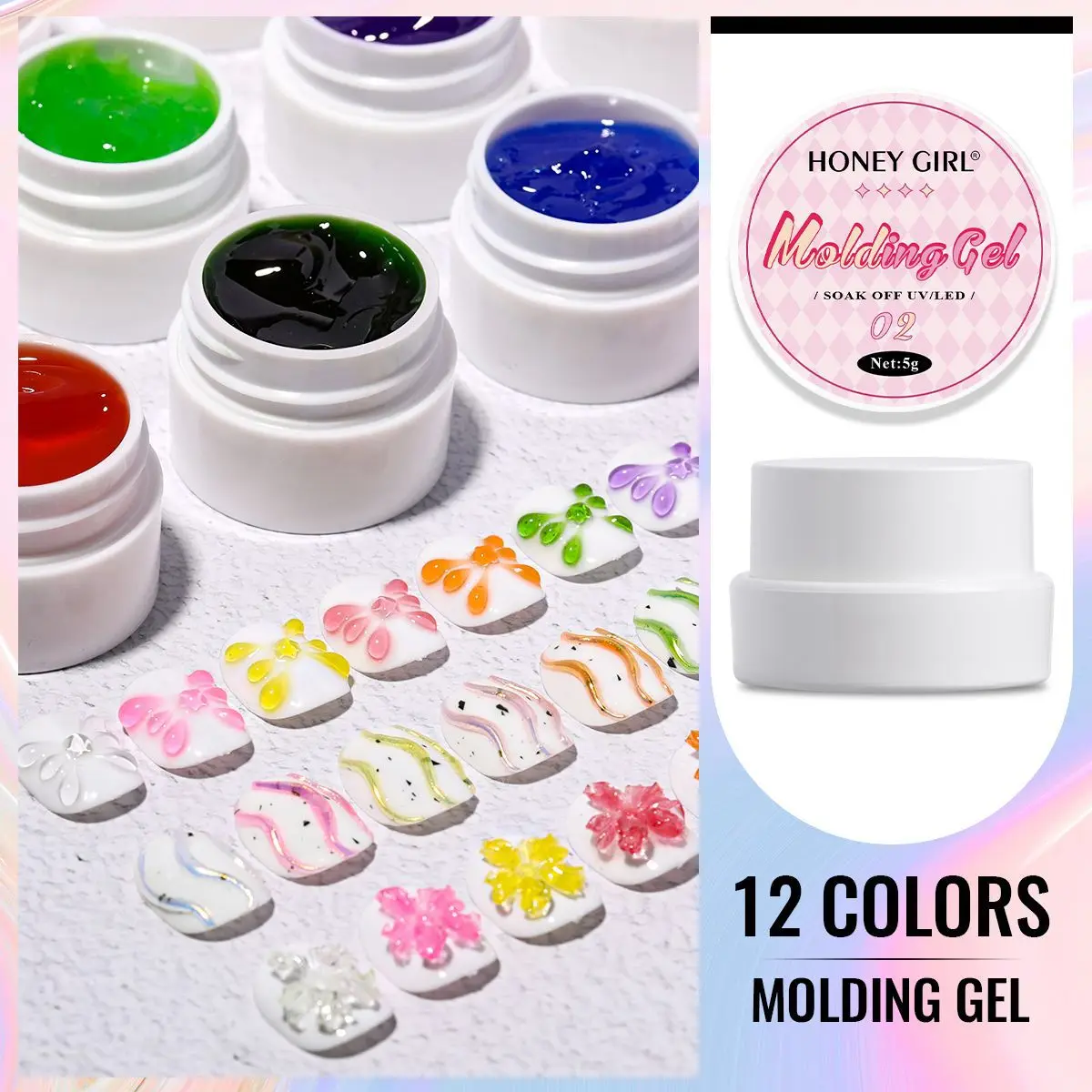 12 Colors Carve Patterns Gel Nail Art 3D UV/LED Gel Varnishes Acrylic Carving DIY Flowers Design Accessories for Manicure Tools