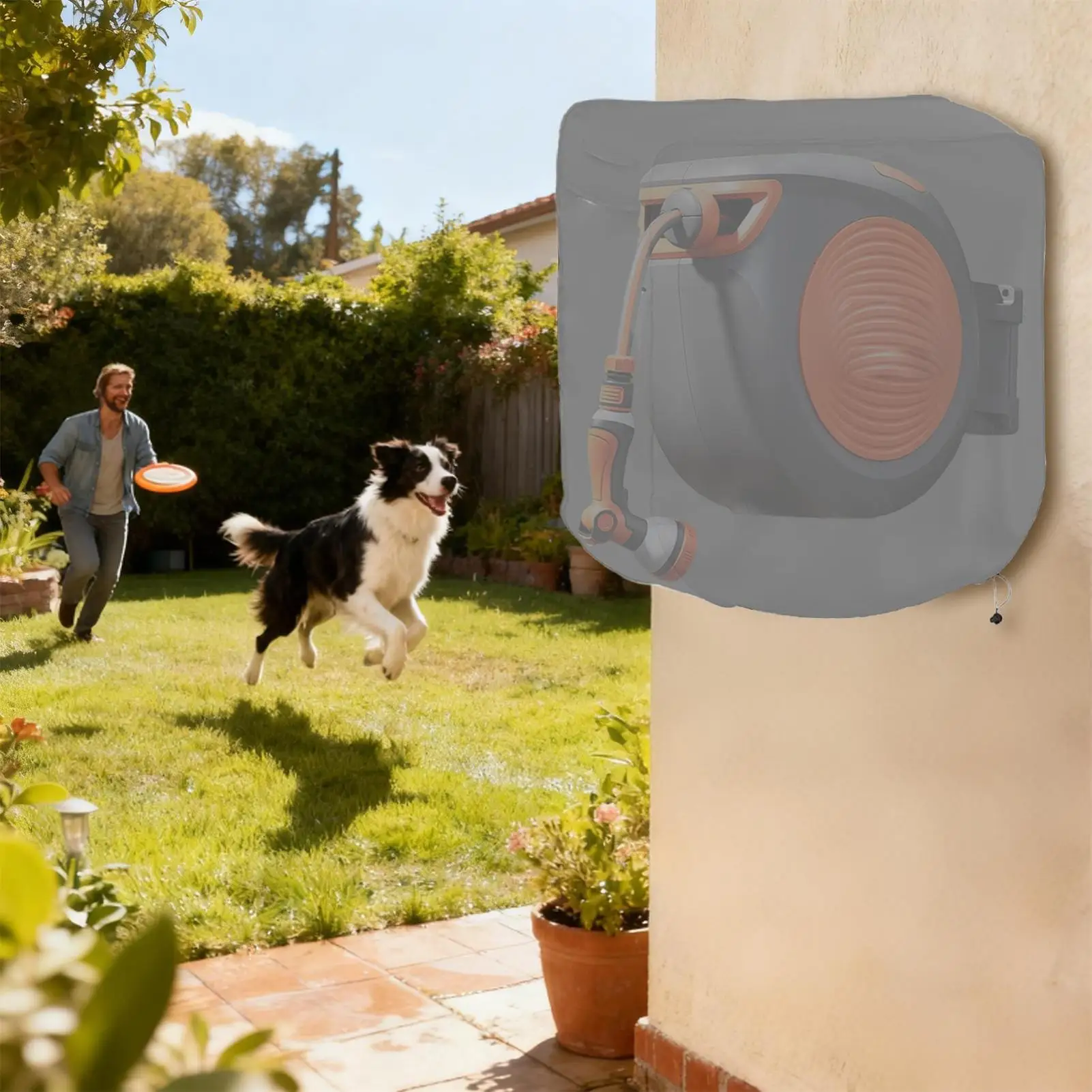 

Garden Hose Reel Protector Anti-Fading UV Resistant Retractable Hose Reel Cover For Outdoor Yard Backyard Farm Pathway Driveway