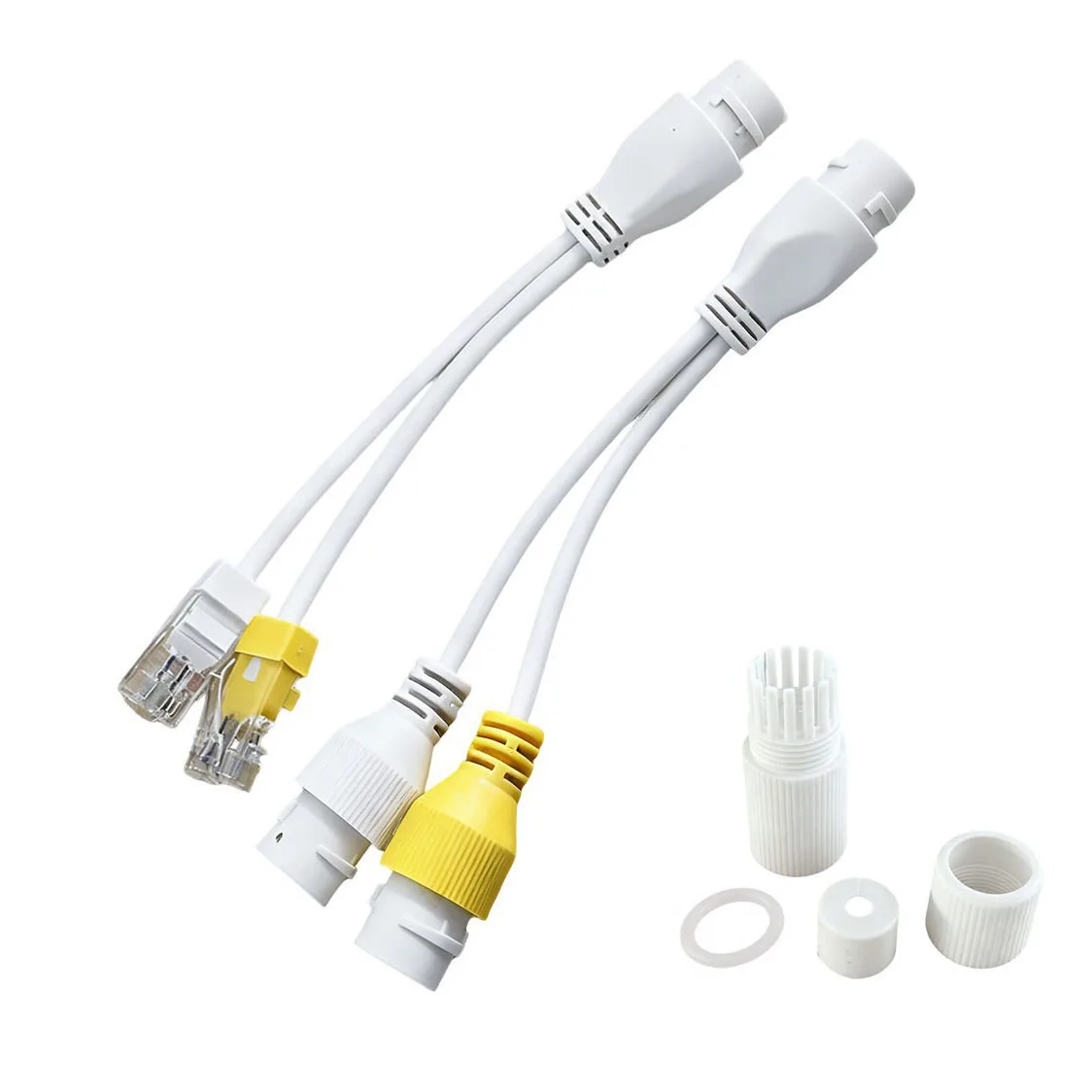 1 to 2 RJ45 Network Cable Splitter Waterproof Adapter POE Monitoring Series Connection 8P8C Separator 2 Devices Internet Access