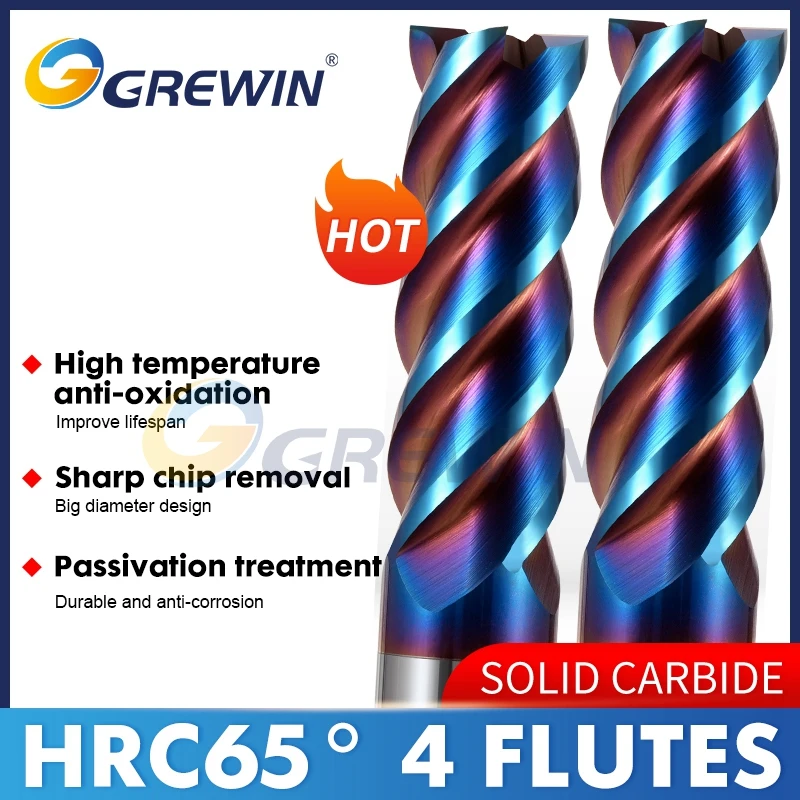 

HRC65 4 Flutes Solid Carbide End Mills for Stainless Steel Cutting/ CNC Center Carbide Milling Cutter