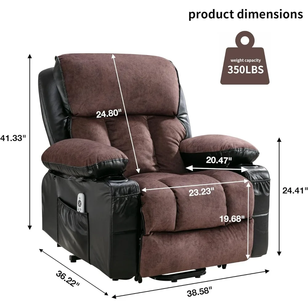 Power Lift Recliner with Massage & Heat - Large Electric Chair for Elderly with USB Port, Cup Holders,christmas Gift for Parents