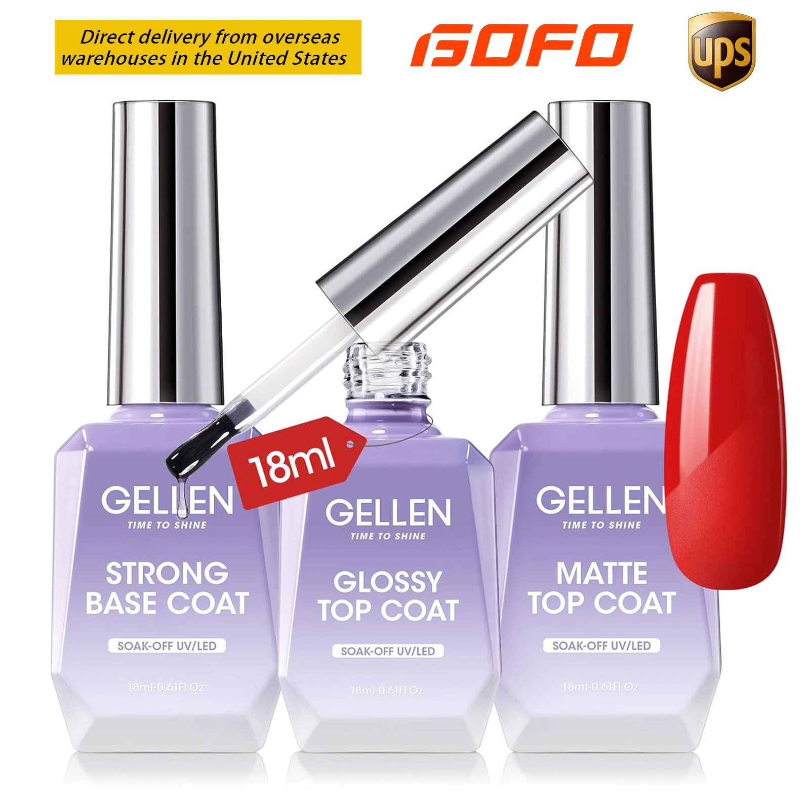 

GELLEN Nail Gel Polish Set 18ml Builder Gel Starter Kit 3pc Base Top Coat Matte Glossy Soak Off UV Lamp Manicure Tools