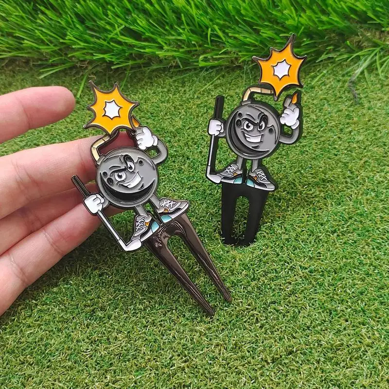 Creative Golf Gift Set Funny Golf Divot Fork Repair Tool Magnetic Golf Ball Marker With Hat Clip Golfs Club Groove Cleaner Set